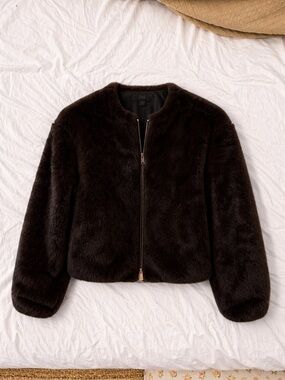 Zara Faux Fur Zip Front Jacket Size M